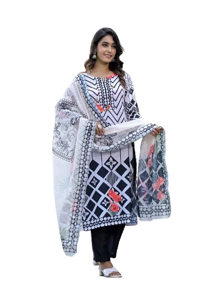 Image of Varanga Women Geometric Printed Kurta Paired With Bottom And Dupatta