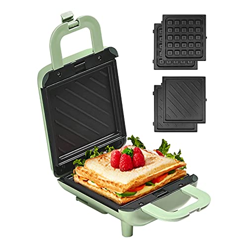 Waffle Maker, Sandwich Maker Mini Waffle Maker with Removable Plates Waffle Iron Small Griddle Panini Press Pancakes Belgian Waffle Maker Personal Keto Breakfast Lunch Snacks, 600w (Green)