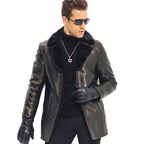 LINAILIN Men's Fur Coat Shearling 
