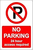 Señal de plástico rígido de 1,2 mm con Texto en inglés No Parking 24 Hours Access requisive, 300 mm x 200 mm