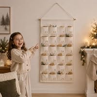 minimutz Adventskalender Kinder Stoff, Weihnachtskalender Wand groß mit goldenen Zahlen, 24 Türchen zum selber befüllen (Zahlen Gold, Ohne Name) – Ansicht 7