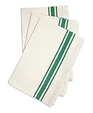 Aunt Martha's 3-Pack Retro Forest Green Striped Dish Towels, 18 by 28-Inch