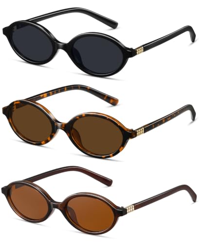 Colrea Retro Oval Sunglasses for Women Men Vintage Small 90s Y2K Trendy