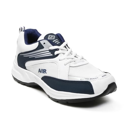 Image of Men's Lightweight Walking Shoes - Comfortable Sports & Running Shoes for Everyday Adventures (AIIR White & Black)