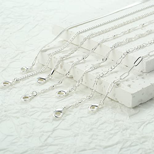 Reoxvo Silver Bracelets Jewelry For Women Girls Trendy 925 Sterling Silver Plated Chain Bracelets Set For Women Dainty Silver Bracelets Pack #TOP2