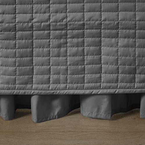 Image of Comfort Spaces Daybed Cover- Luxe Double Sided -Quilting, All Season Cozy Bedding with Bedskirt, Matching Shams, 75'x39' Charcoal Grey 5 Piece