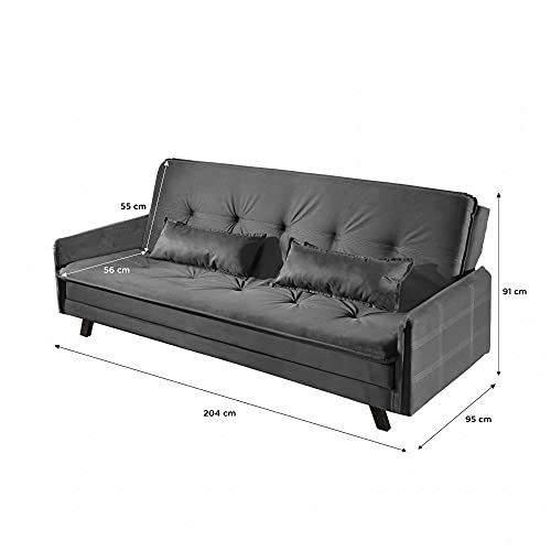 Sofá Cama 3 Lugares Tokio Luxury Estofados Cinza