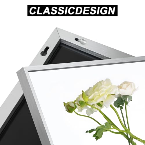 Image of DESBING 30 inch x 30 inchBathroom Mirror, Silver Rectangle Corner Wall Mirror with Metal Frame, Decorative Rectangular Vanity Mirror for Bedroom Bathroom Living Room Entryway (Horizontal /Vertical)