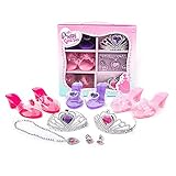 Princess Dress up Schuhe Set Spielschuhe und Schmuck Boutique Role Play Collection Schuhe Set Geschenkset mit Princess Tiara und Accessoires Schmuck für Mädchen ab 3, 4,5 Jahren