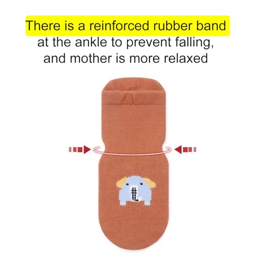 Baby Non-Skid Sock Non Slip Toddler Sock with Grips Anti-Slip Crew Sock for Infant Toddler Boy Girl 6 Pairs (US, Age, 1 Year, 3 Years, Style2)4