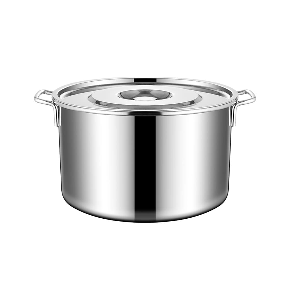 Pentola capiente Acciaio Inox Pentola Grande, pentola Classica in Acciaio Inox con Coperchio, 9L-50L, lucidatura a Specchio, Padella Antiaderente, 6 Dimensioni, Argento (Size : 40 * 23cm(30L))