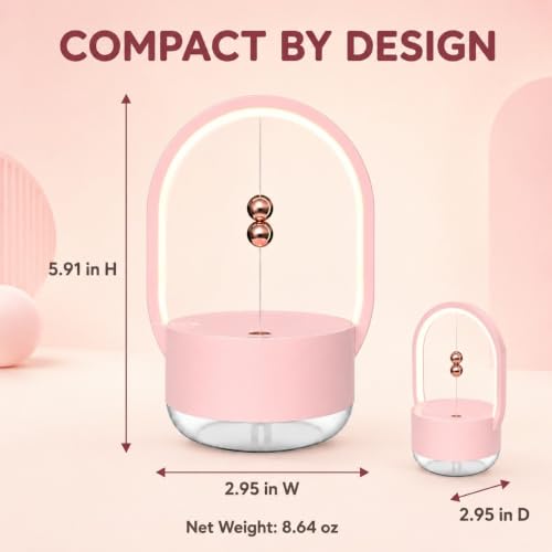 Mini Cool Mist Humidifier with Night Light, 300mL Portable Desktop Humidifier with Magnetic Ball Accent, USB-C Rechargeable Quiet Personal Humidifier for Bedroom, Office and Bedside(White) - Image 7