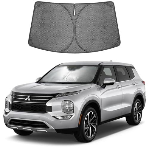 Image of Proadsy Windshield Sun Shade Custom Fit Mitsubishi Outlander 2022-2026 Ice Crystal Black Front Window Sunshade UV and Heat Blocker Foldable Visor Keeps Car Cooler for Summer Parking and Daily Use