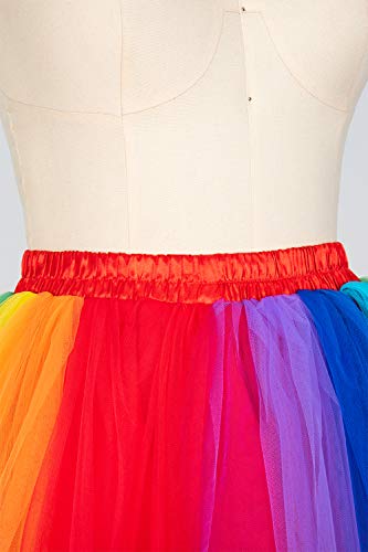 Misshow Women's Rainbow Vintage 5 Layered Tulle Tutu Puffy Ballet Bubble Skirt Party Underskirt One Size #TOP3