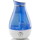 Ovente Humidifier Ultrasonic Quiet Air Cool Pure Mist with 2.5 Liter Easy Fill & Clean Water Tank Adjustable Moisture Level Compact Night Blue Light Portable for office Bedroom Nursery Blue HMD625BL