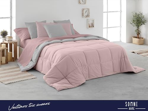 Miniatura 2 de Somnihome Edredon Reversible Nórdico Bicolor Cama 135 140 Cm Tacto Pluma. Duvet Nórdico Cálido Suave Comodo. Cama Matrimonio. Calidad 400 Gr. Color Rosa - Gris 240x260