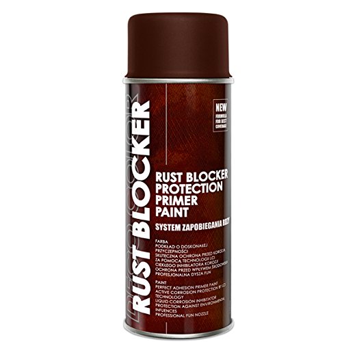 DECO COLOR 1 Stück 400 ml Rust Blocker 4in1 Metallschutzlack Rost Stop Lack BRAUN matt RAL 8017, 4in1 -Haftvermittler - Aktiver Rostschutz - schnelltrocknender Lack - effektiver Schutz