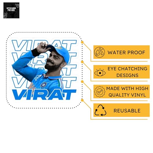 Image of Pack of 35 Random Virat Kohli Stickers for Laptop /Mobile /Mobile /Journal /Diary /Guiatar etc. (Pack of 35) (Virat Kohli)