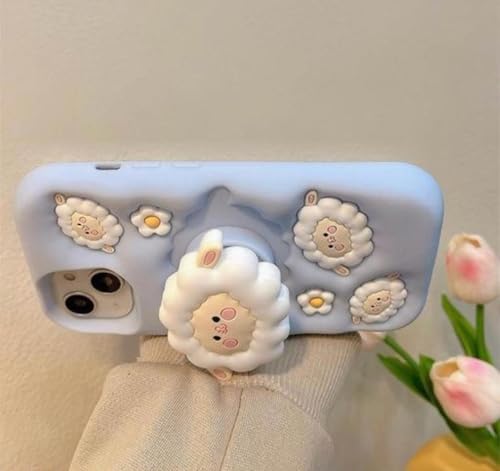 Image of Dezet Back Cover Compatible with iPhone 14 Plus Soft Silicone 3D Cute Cartoon Cover, Aesthetic Full Protective Case Cover Girls & Women (Blue)