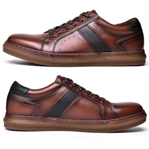 Image of Arkbird Casual Sneakers, Breathable Lace-Up Leather Walking Shoes Comfortable Fashion Sneakers for Men Daily Work