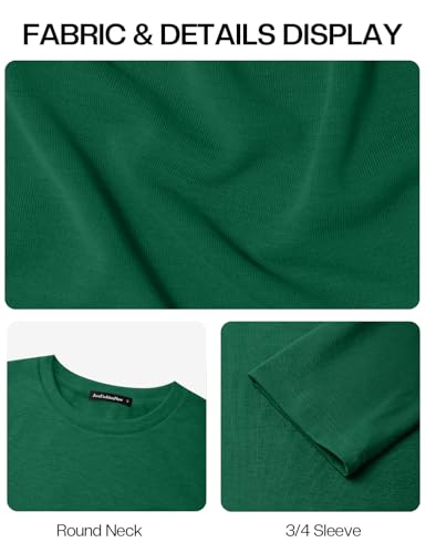 JUSTFASHIONNOW Business Casual Outfits for Women St Patrick's Tops 2026 Trendy 3/4 Sleeve Ladies Tops and Blouses Crewneck Work Shirts（Darkgreen，Large — view 6