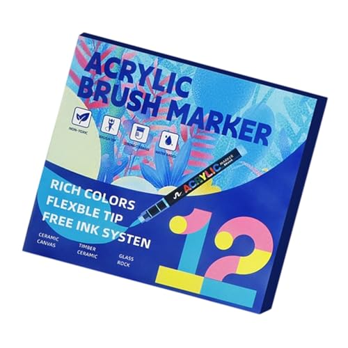 12色のアクリルペイントペンとブラシチップ付き液体塗装マーカーペンジャーナリングのための塗装ぬりえぬりえ