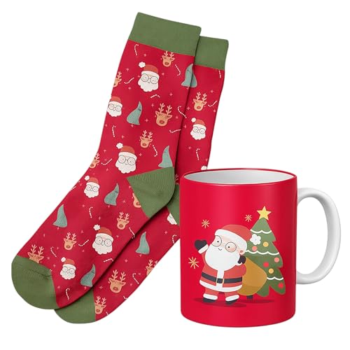 TIENDA EURASIA – Juego de Taza y Calcetín | Medidas 8.3x8.3x10 cm Capacidad 300 ml | Material Taza Cerámica y Calcetín Algodón y Poliéster | Multicolor | Calcetines Talla 38-42 (Papá Noel) TIENDA EURASIA – Juego de Taza y Calcetín | Medidas 8.3x8.3x10 cm Capacidad 300 ml | Material Taza Cerámica y Calcetín Algodón y Poliéster | Multicolor | Calcetines Talla 38-42 (Papá Noel)