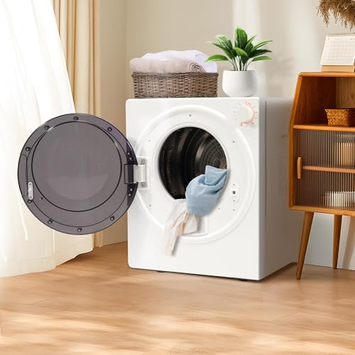 Image of Elevon 2.6 cu.ft Portable Laundry Dryer,800W Electric Clothes Dryer with Stainless Steel Tub,Front Load with Exhaust Pipe,5 Automatic Drying Modes LCD Control Panel for Apartment Home Dorm RV,White