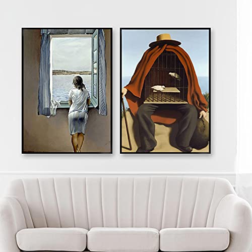 Peinture abstraite vintage contre mur vide déco chambre Magritte