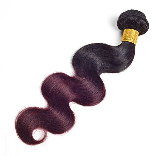 Ruiyu 7A Grade Ombre Hair Extensions Brazilian Virgin Hair 1 Bundle Body Wave 2 Tone Unprocessed Human Hair Weave 18 Inches #1b-99j Color Pack of 1