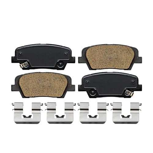 Image of Detroit Axle - Rear Brake Pads for 2010-2018 Hyundai Santa Fe 2019 Santa Fe XL 2013-2018 Santa Fe Sport 2011-2015 Kia Sorento, Ceramic Brake Pads w /Hardware Replacement