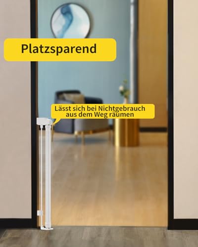 dearlomum Treppenschutzgitter Türschutzgitter Ausziehbar 0-140 cm,Baby Absperrgitter Schutzgitter Treppe für Kinder… – Ansicht 4