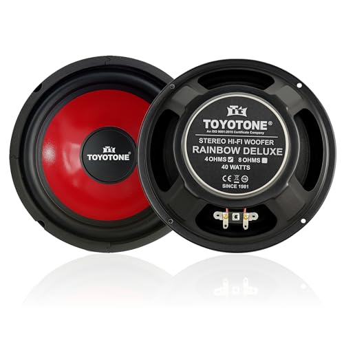 Image of TOYOTONE 8 inch Rainbow Deluxe Stereo HI-FI Woofer Speaker | Water Proof Coated Paper Cone with Rubber Surround | Copper Coil | Impedance 4 Ohms | 90 * 17MM Magnet | 40 Watt for Car and Home Audio System