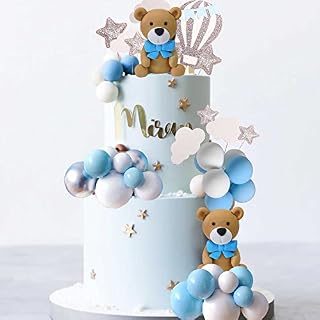 JeVenis Luxury Blue Bear Cake Decoration Teddy Bear Cake Decoration Baby Boy Cake Decoration Baby Shower Cake Decoration Teddy Bear Birthday Party Supplies Teddy Bear Birthday Decoration