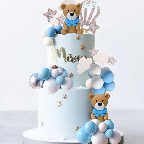 JeVenis Luxury Blue Bear Cake Decoration Teddy Bear Cake Decoration Baby Boy Cake Decoration Baby Shower Cake Decoration Teddy Bear Birthday Party Supplies Teddy Bear Birthday Decoration