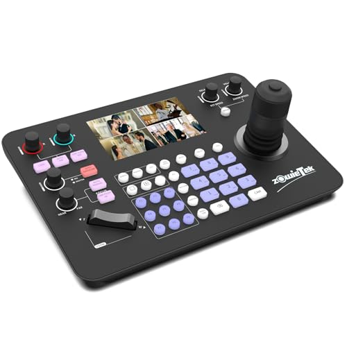 Zowietek Contrôleur PTZ 7D Joystick Clavier, ZowieKBD, Écran LCD 5'' Quad-Vue en Temps Réel, Détection Automatique de Caméra, Contrôle de Groupe, Sortie HDMI, Tally, PoE, VISCA/PELCO/RS232/422/485
