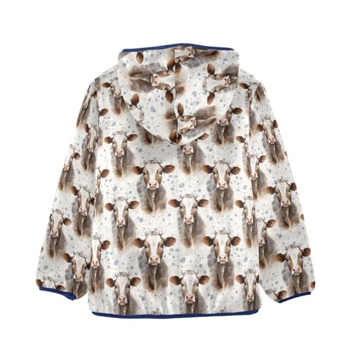 Cute Cow Boys Fleece Coat,Children's Zip-Up Hoodie Jacket,Baby Warm Fashion Outerwear 3-10T,A1133112