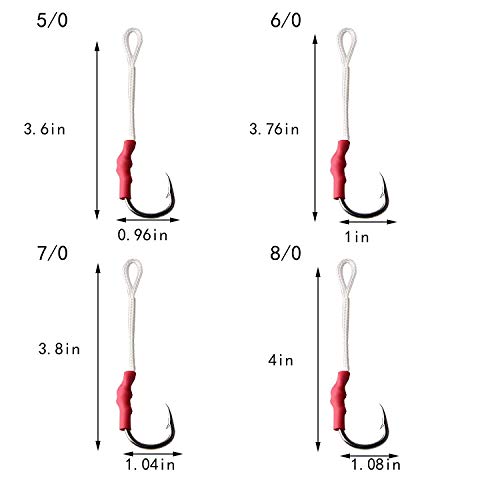 image for AGOOL Fishing Assist Hooks with PE Line - 30pcs Stainless Steel Hooks 