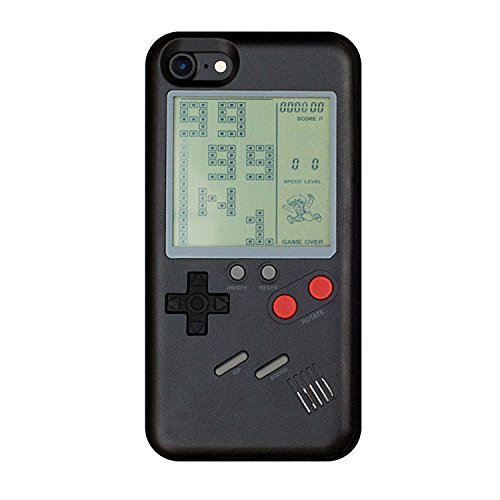 Retro 3D Gameboy Design Style Soft Silicone Phone Cover Phone Case with Game Installed(7/8-Black)