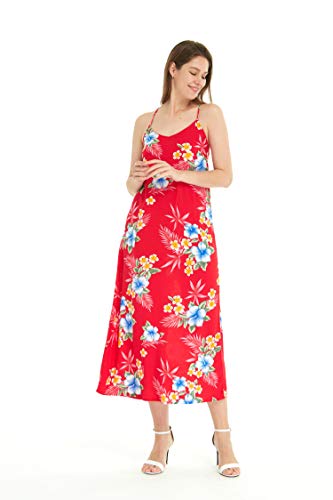 Image of Matchable Family Hawaiian Luau Men Women Girl Boy Clothes in Hibiscus Red