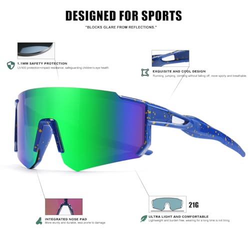 Image of SEKKAF Kids Sunglasses Youth Baseball Sunglasses for Boys Girls Softball Sports Sun Glasses UV Protection