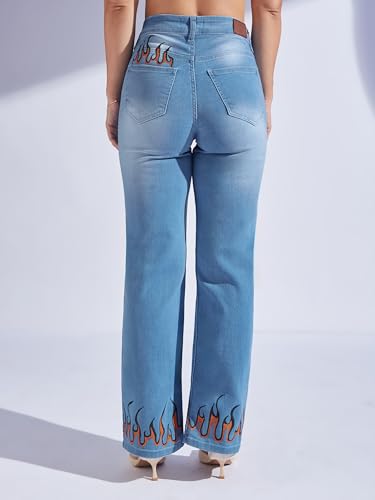 Image of Miss Chase Women's Wide-Leg High-Rise Regular-Length Stretchable Shaping Denim Jeans