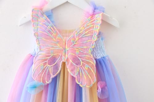 Baby Girls Tulle Tutu Dress Butterfly Flower Print Back Sundress Size 6M-5T3