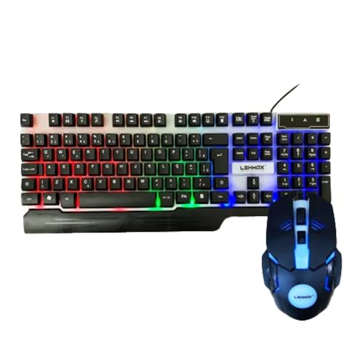 Kit de Teclado e Mouse Gamer com Iluminação RGB