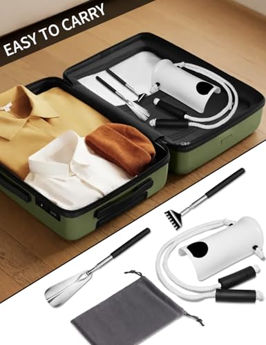 Sock Aid Device for Seniors and Shoe Horn Kit - Sock Helper Easy On and Off, Sock Assistant Device No Bending, Adjustable Extended Long Shoe Horn Back Scratcher for Senior