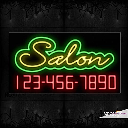 Real Neon Led Tubes Salon With Contact No Sign Handmade Lamp Neon Signs For Wall Decor PVC 14"x17"