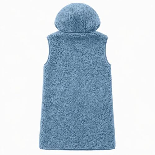 Jackets for Women Fuzzy Sherpa Fleece Vest Cozy Warm Trendy Oversized Hoodies Sky Blue L - image 5