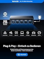Tenda SG105 LAN Switch 5 Port Gigabit Switch Mini Netzwerk Switch, LAN Hub, LAN Verteiler (Plug-and-Play Ethernet Switch, Lüfterlos, Unmanaged, Schwarz) – Ansicht 4