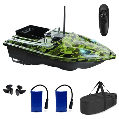 AHWZ Fishing Bait Boat, 500M Wireless Remote Control Bait Boat 1.5KG Load Assisted Fishing Tool,Boat with Double Batteries