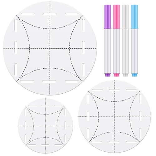 7 Pcs Quilt Circle Template Fabric Marking Pens Set Including Round Acrylic Circle Ruler Water Soluble Pen Sewing Marking and Tracing Tools for Cutting Patterns and Sewing, Assorted Colors